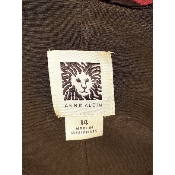 ANNE KLEIN Sz 14 Sheath Dress Brown Orange Purple Sleeveless Stretch Knee Length - Picture 5 of 5